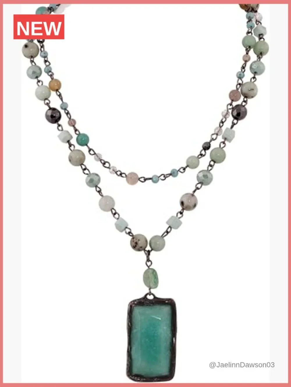 Boho Layered Pendant Necklace Handmade Beaded Chain Jewelry